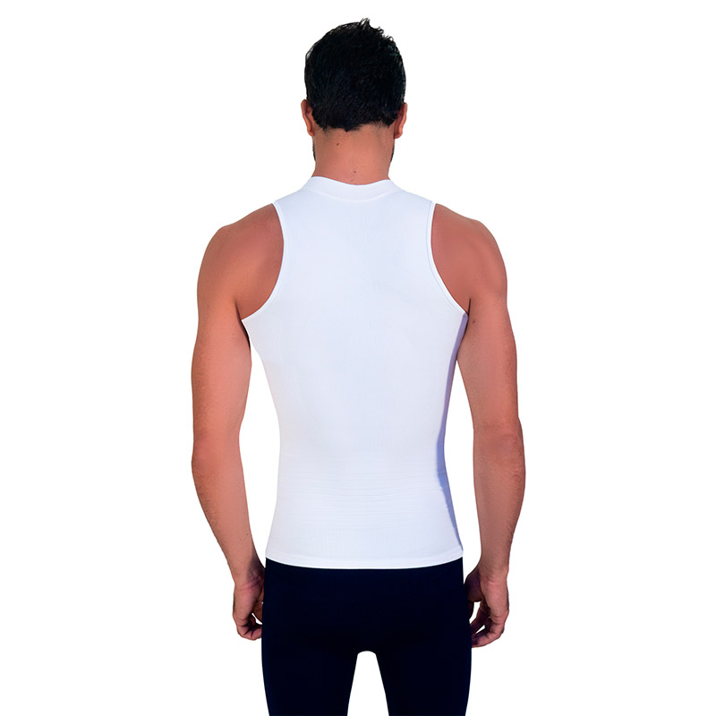 Foto 3 pulgar | Camiseta Faja Cuello V Sin Mangas I Love Shape M4006 Blanca para Hombre