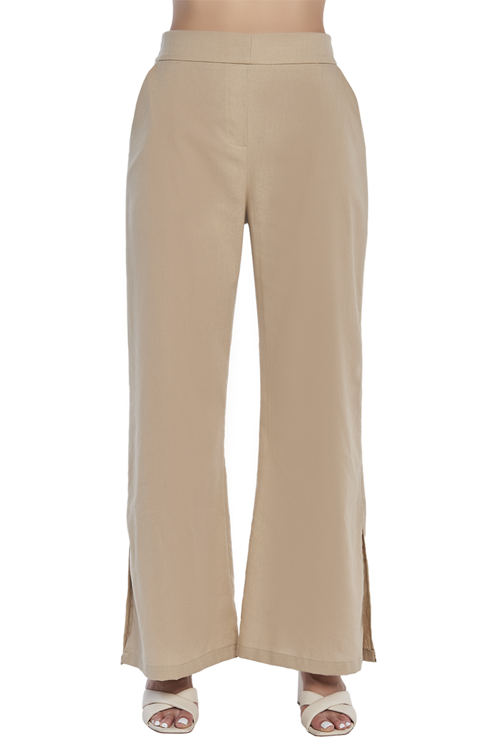 Foto 2 pulgar | Pantalón Devendi color Beige Lino Ancho