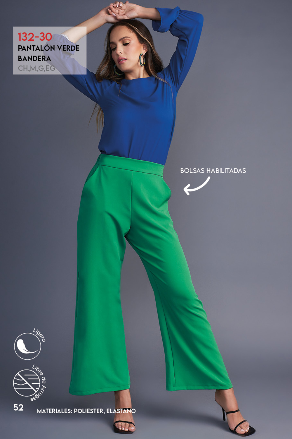 Foto 4 pulgar | Pantalón Devendi color Verde Ancho Formal