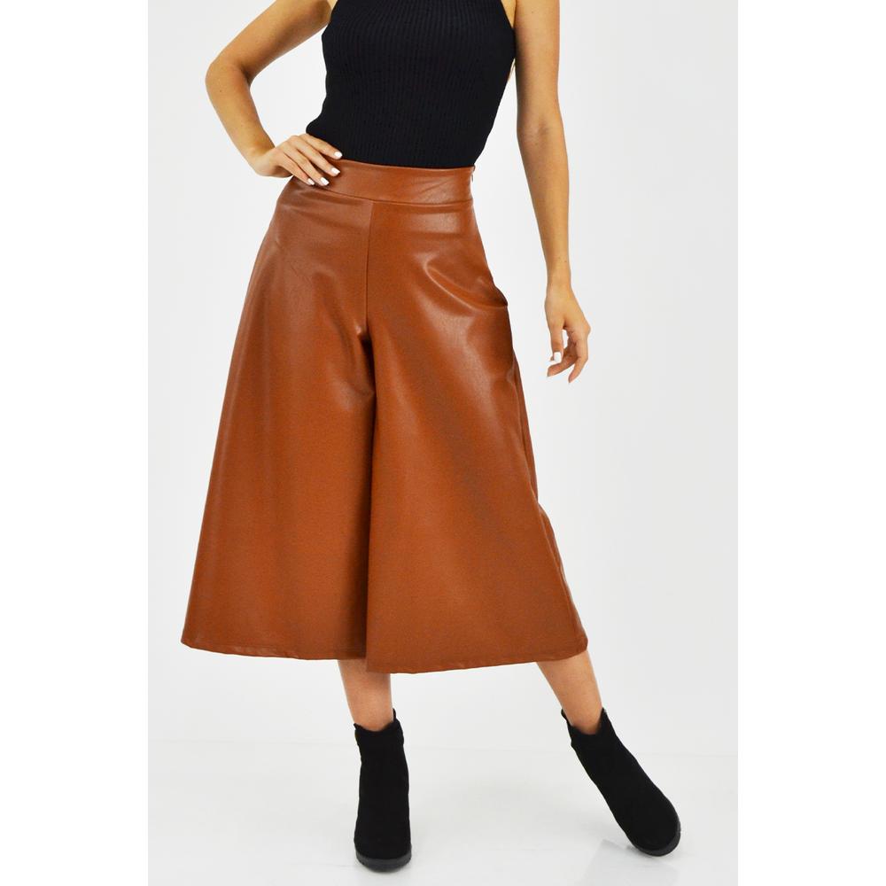 Foto 1 | Pantalón de Vinipiel Roman Fashion color Marrón para Mujer