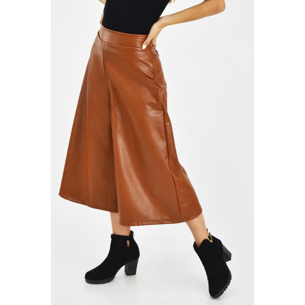 Foto 2 | Pantalón de Vinipiel Roman Fashion color Marrón para Mujer