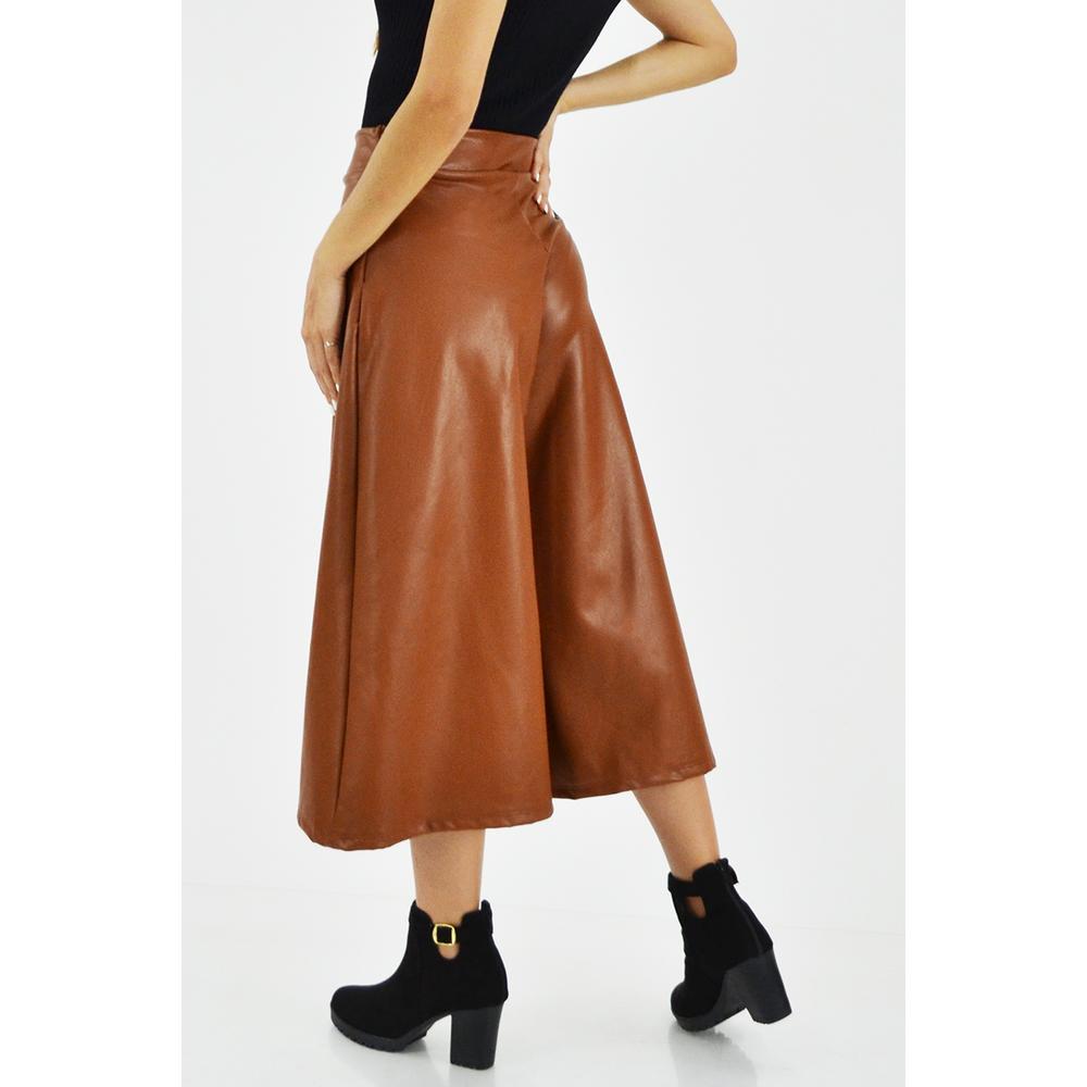 Foto 4 pulgar | Pantalón de Vinipiel Roman Fashion color Marrón para Mujer