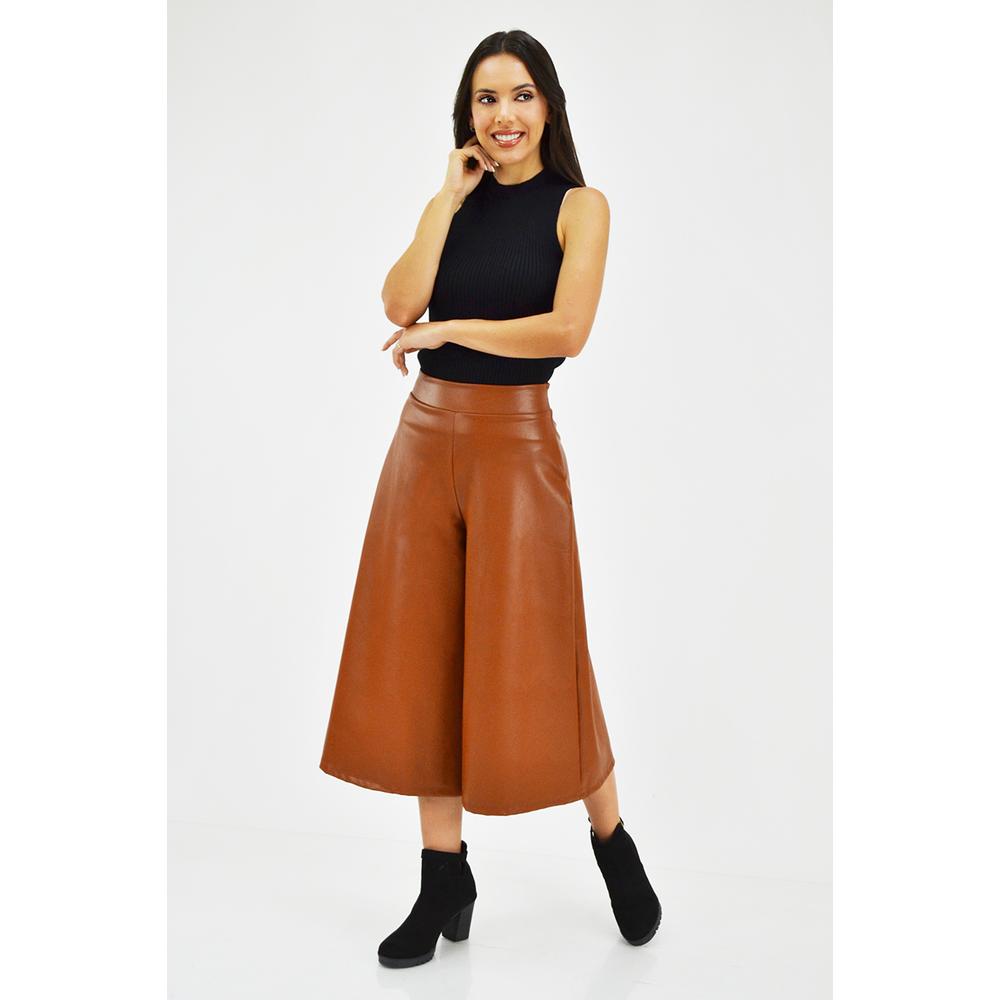 Foto 6 pulgar | Pantalón de Vinipiel Roman Fashion color Marrón para Mujer