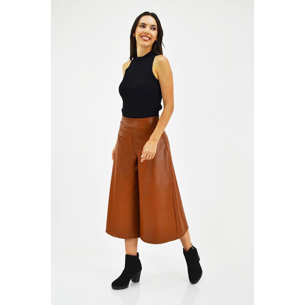 Foto 7 pulgar | Pantalón de Vinipiel Roman Fashion color Marrón para Mujer