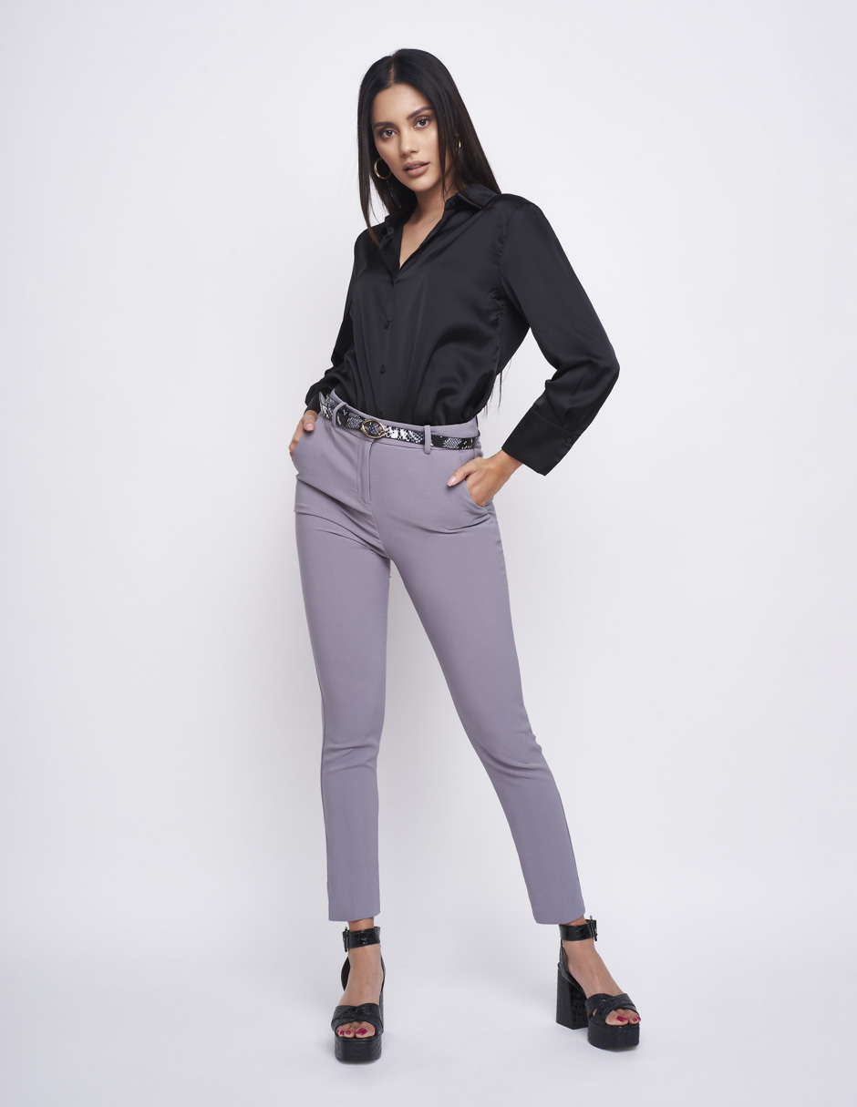 Foto 4 pulgar | Pantalón Devendi color Gris para Mujer