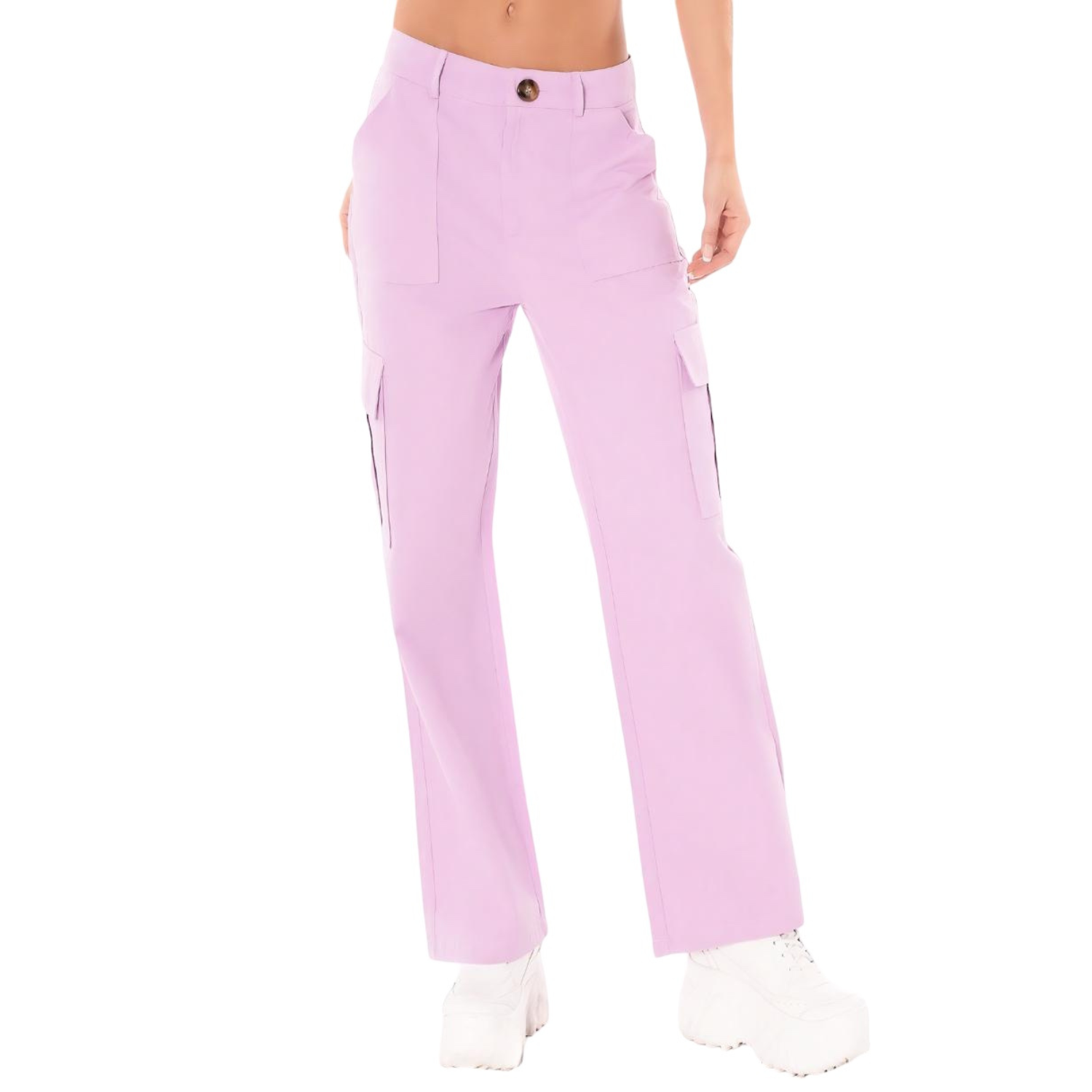 Foto 2 pulgar | Pantalón Cargo de Mujer Pant-1001 Lila Ancho Mom Jeans