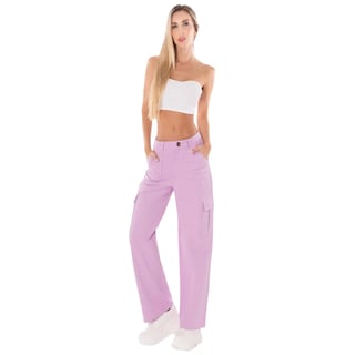 Foto 2 | Pantalón Cargo de Mujer Pant-1001 Lila Ancho Mom Jeans