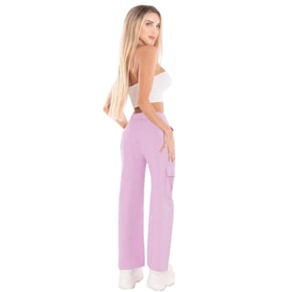 Foto 3 | Pantalón Cargo de Mujer Pant-1001 Lila Ancho Mom Jeans