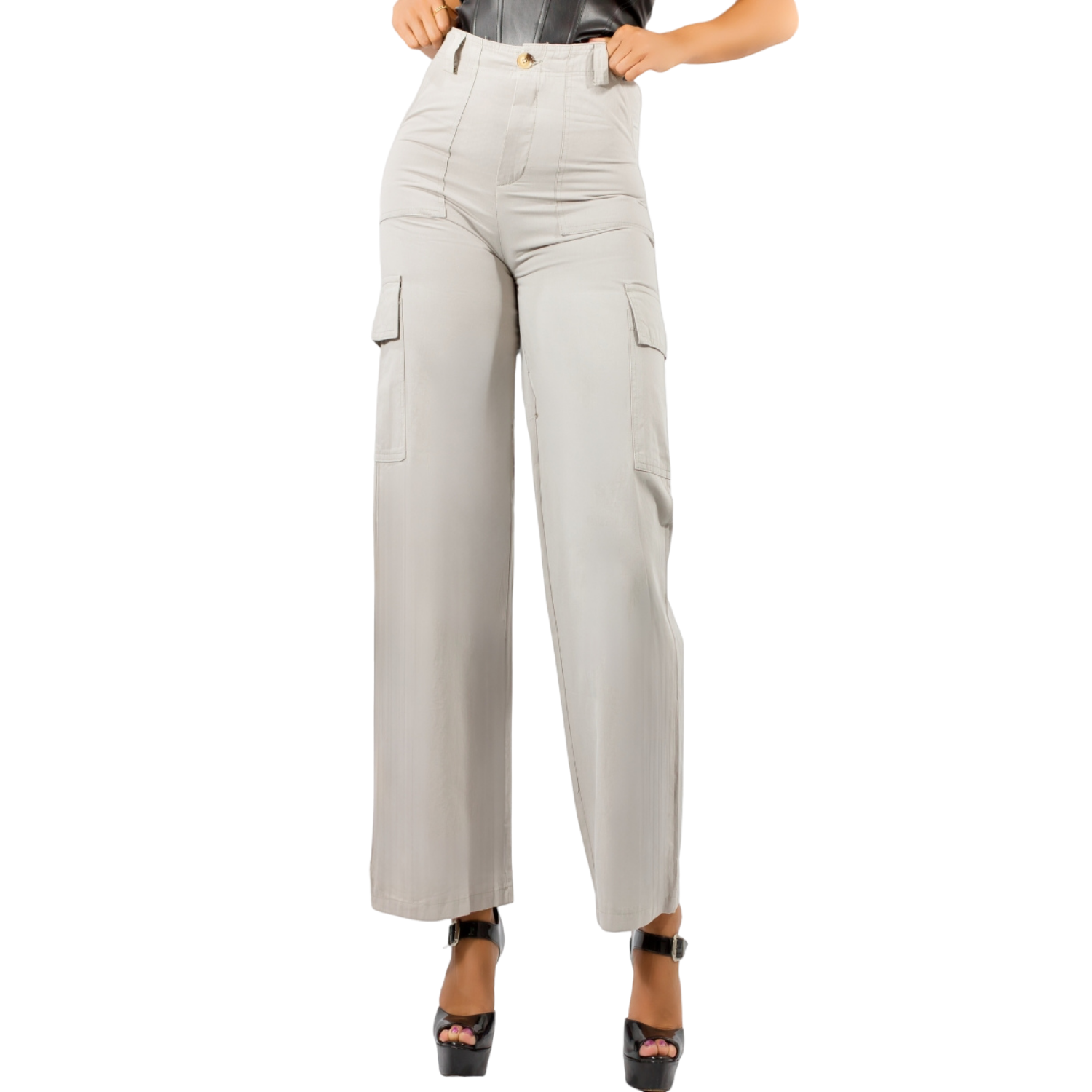 Foto 2 pulgar | Pantalón Mom Jeans Panta-1003 Gris Wide Legs