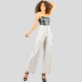 Foto 2 | Pantalón Mom Jeans Panta-1003 Gris Wide Legs