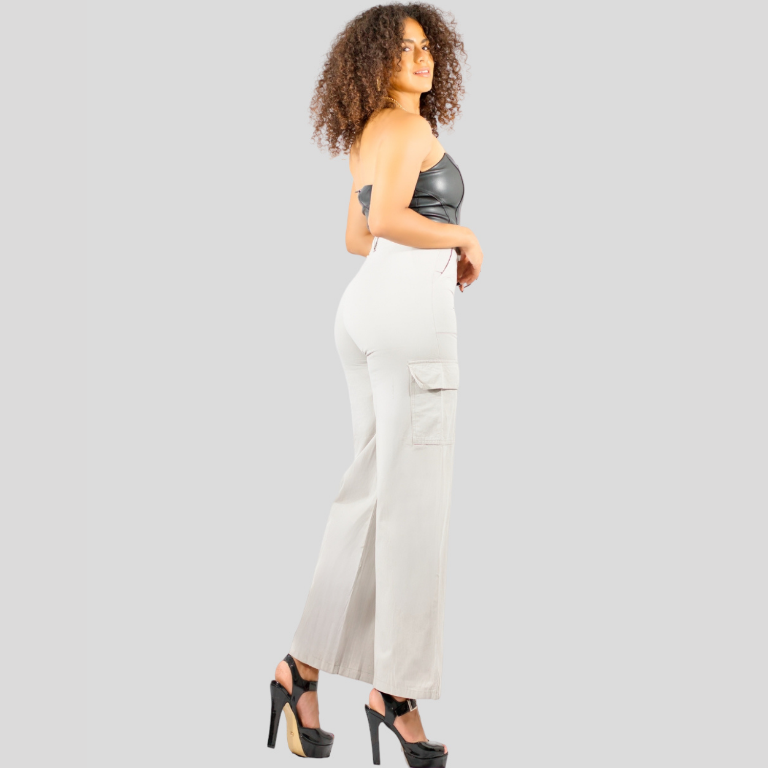 Foto 4 pulgar | Pantalón Mom Jeans Panta-1003 Gris Wide Legs