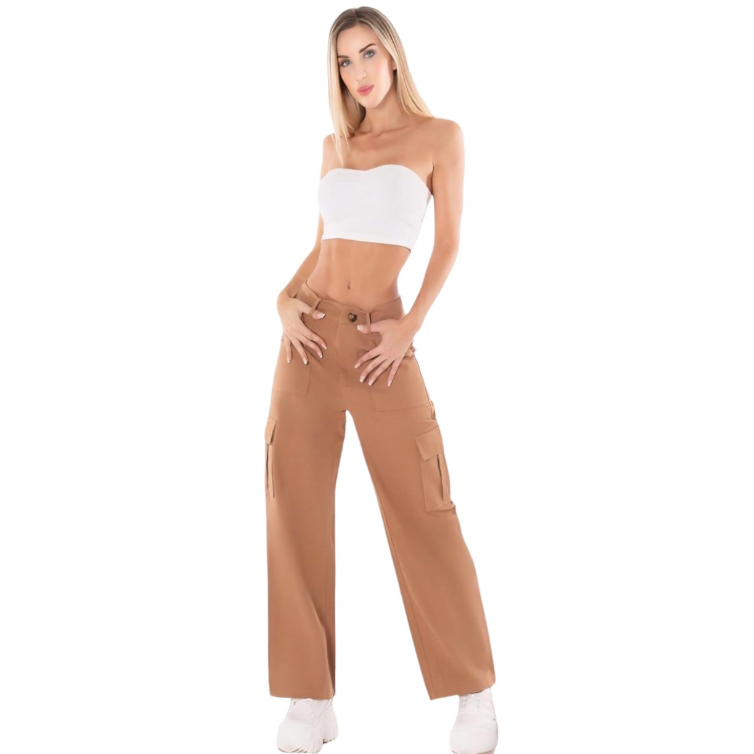 Foto 3 pulgar | Pantalón Cargo Pant-1001 Beige para Mujer