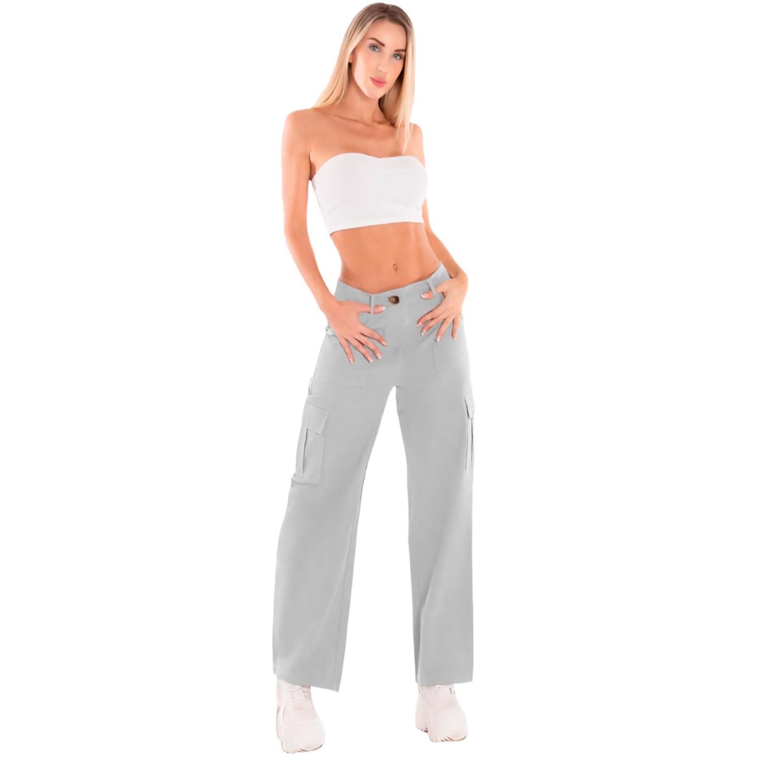Foto 3 pulgar | Pantalón Gris para Mujer