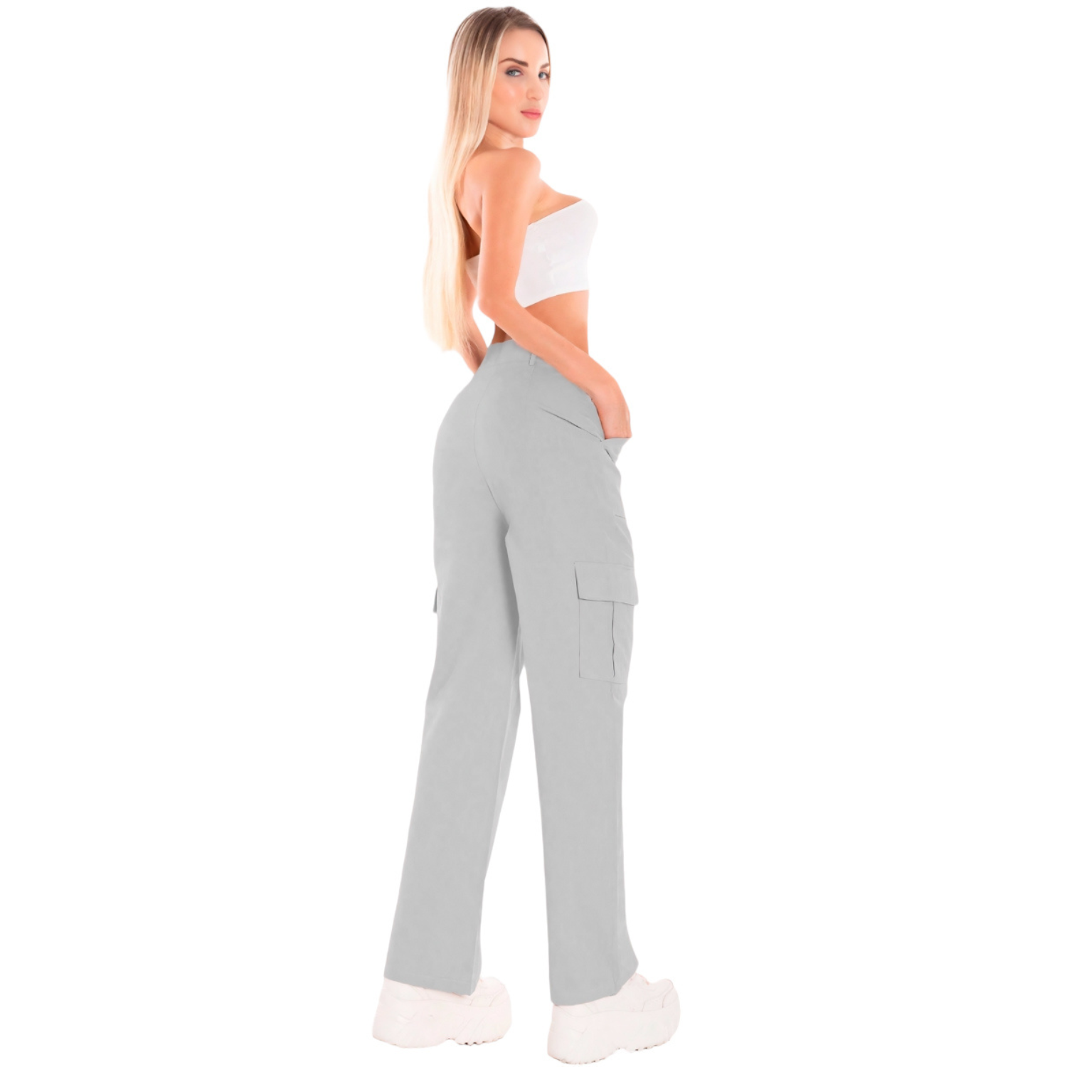 Foto 4 pulgar | Pantalón Gris para Mujer