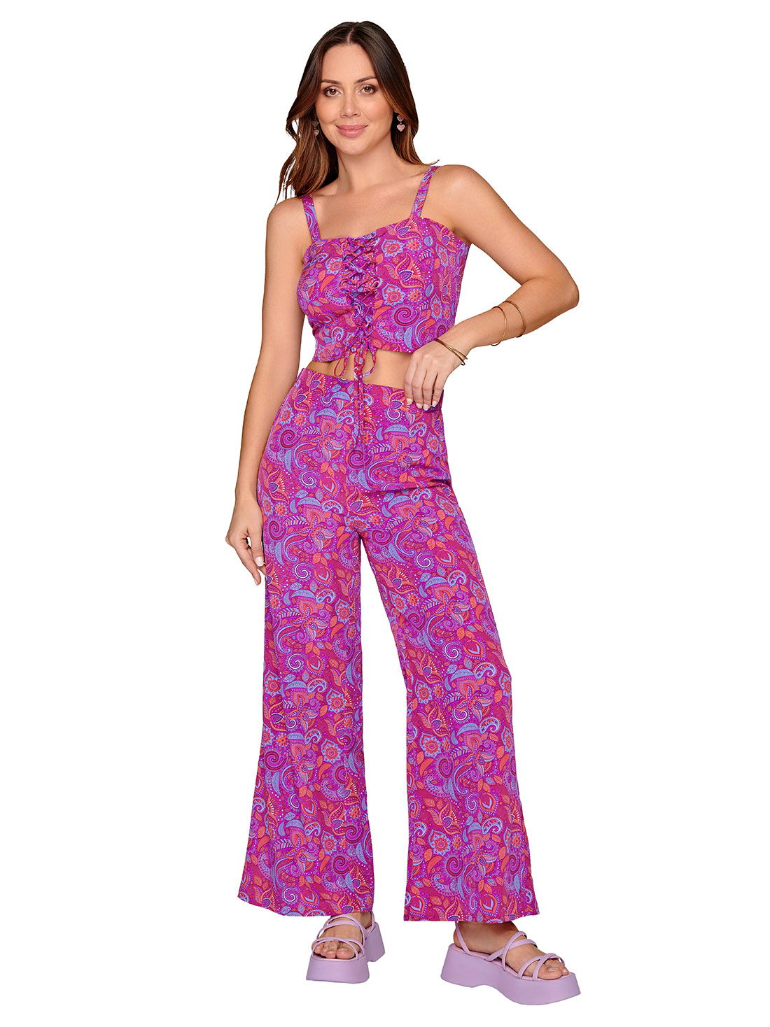 Foto 2 pulgar | Conjunto de Top y Pantalón Ilusión Rosa para Mujer
