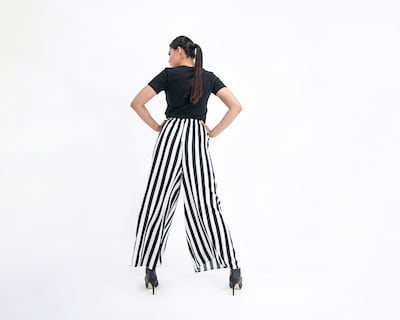 Foto 3 | Pantalón De Dama A Ángelozano Pantalón A Rayas Con Aplicación De Tira Étnica, Al-w59