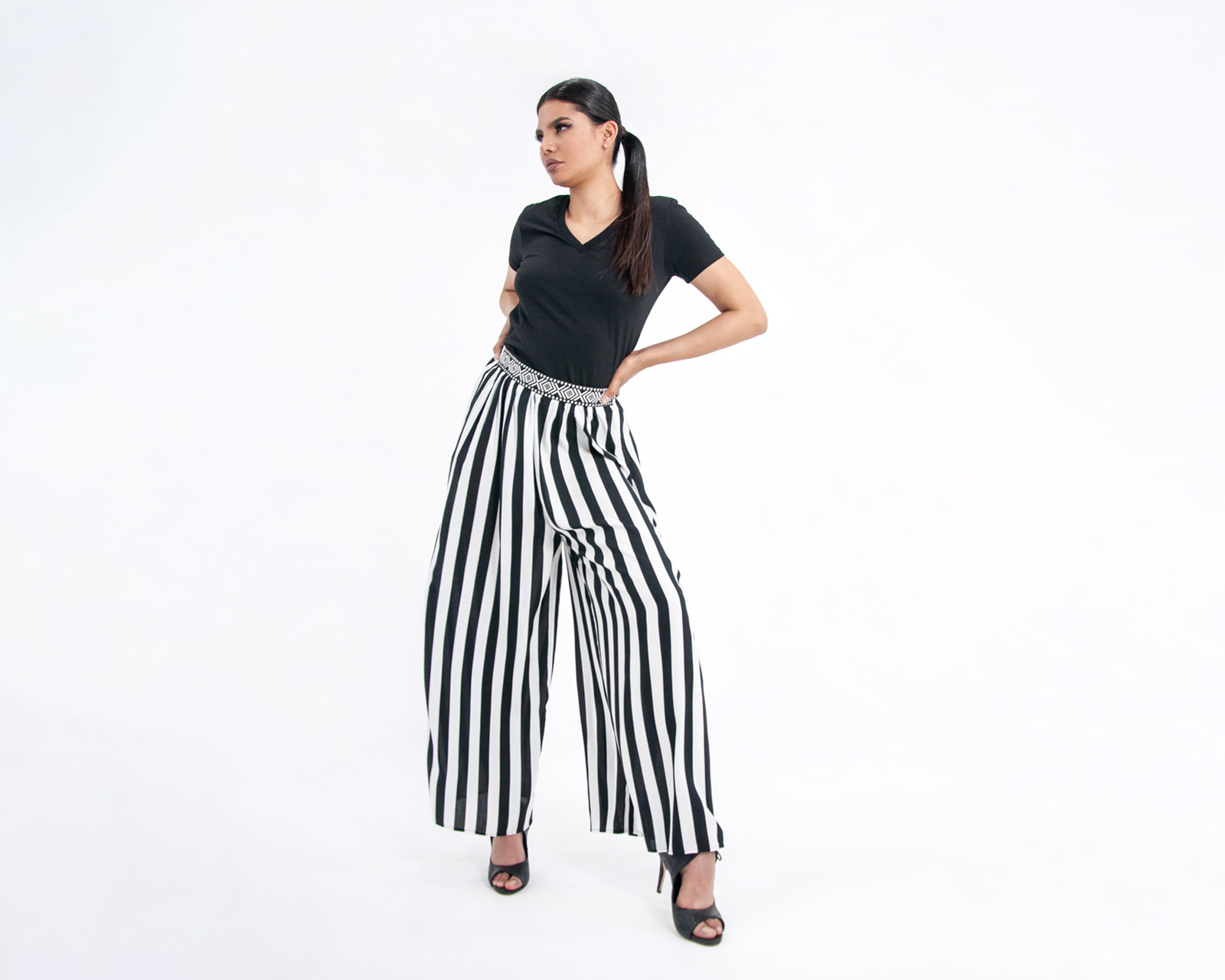 Foto 4 | Pantalón De Dama A Ángelozano Pantalón A Rayas Con Aplicación De Tira Étnica, Al-w59
