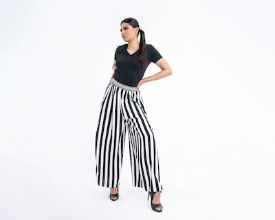 Foto 4 | Pantalón De Dama A Ángelozano Pantalón A Rayas Con Aplicación De Tira Étnica, Al-w59