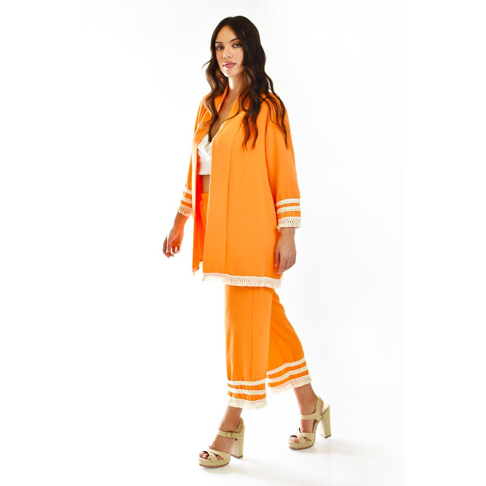 Foto 2 | Conjunto de 2 Piezas Ribete Flecos Roman Fashion /Juvenil 0695-0696 Naranja