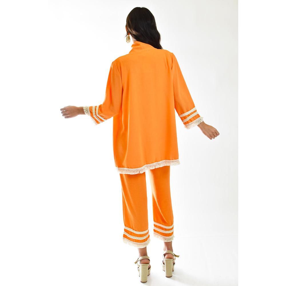 Foto 4 pulgar | Conjunto de 2 Piezas Ribete Flecos Roman Fashion /Juvenil 0695-0696 Naranja