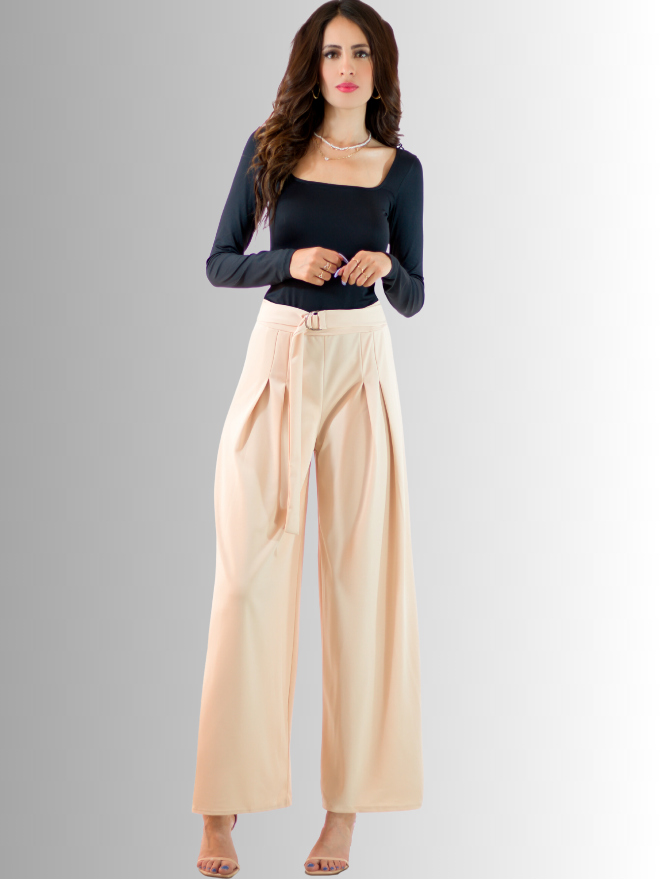 Foto 3 pulgar | Pantalones Wide Legs Panta-1004 color Beige para Mujer