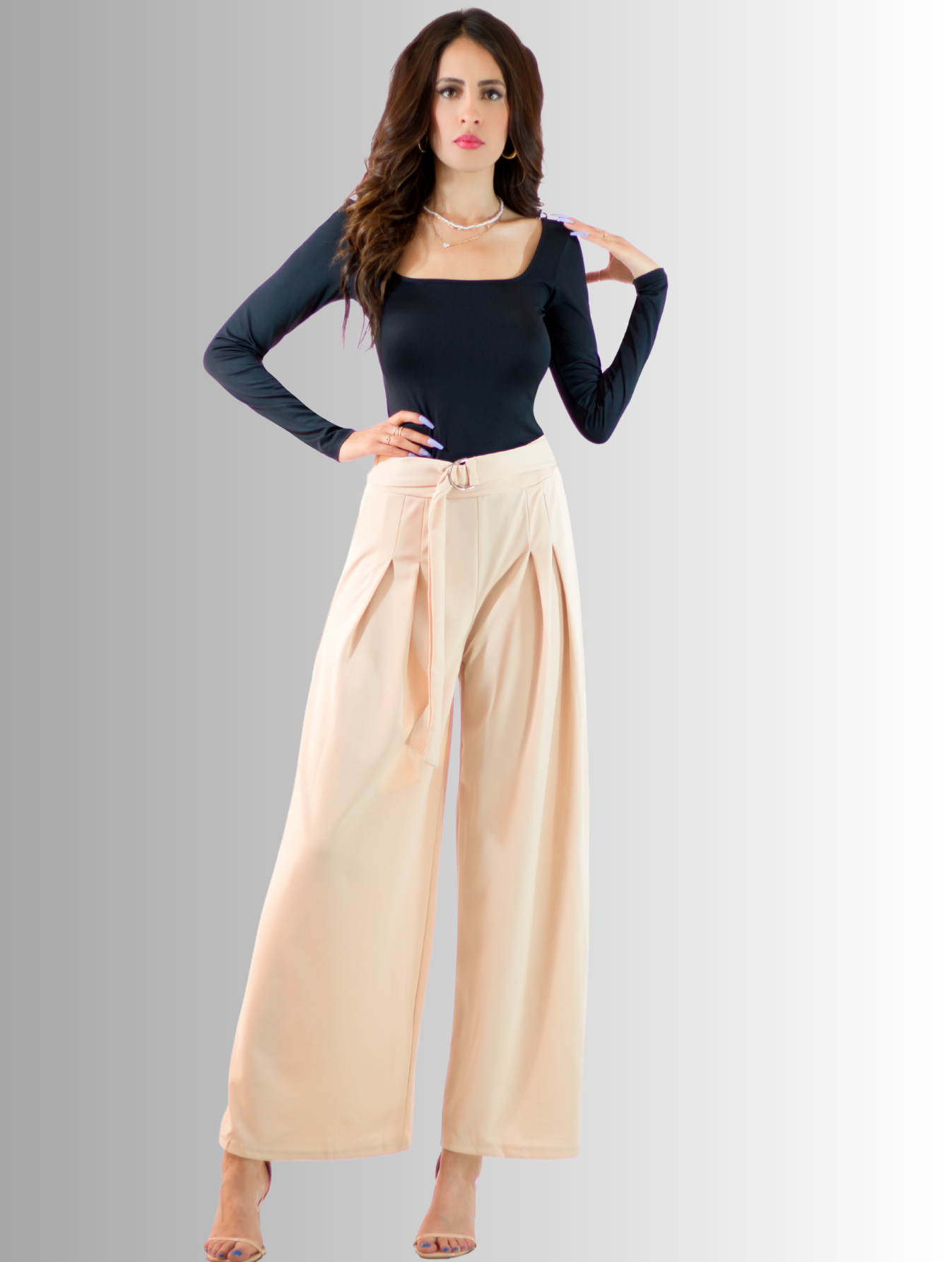 Foto 3 | Pantalones Wide Legs Panta-1004 color Beige para Mujer