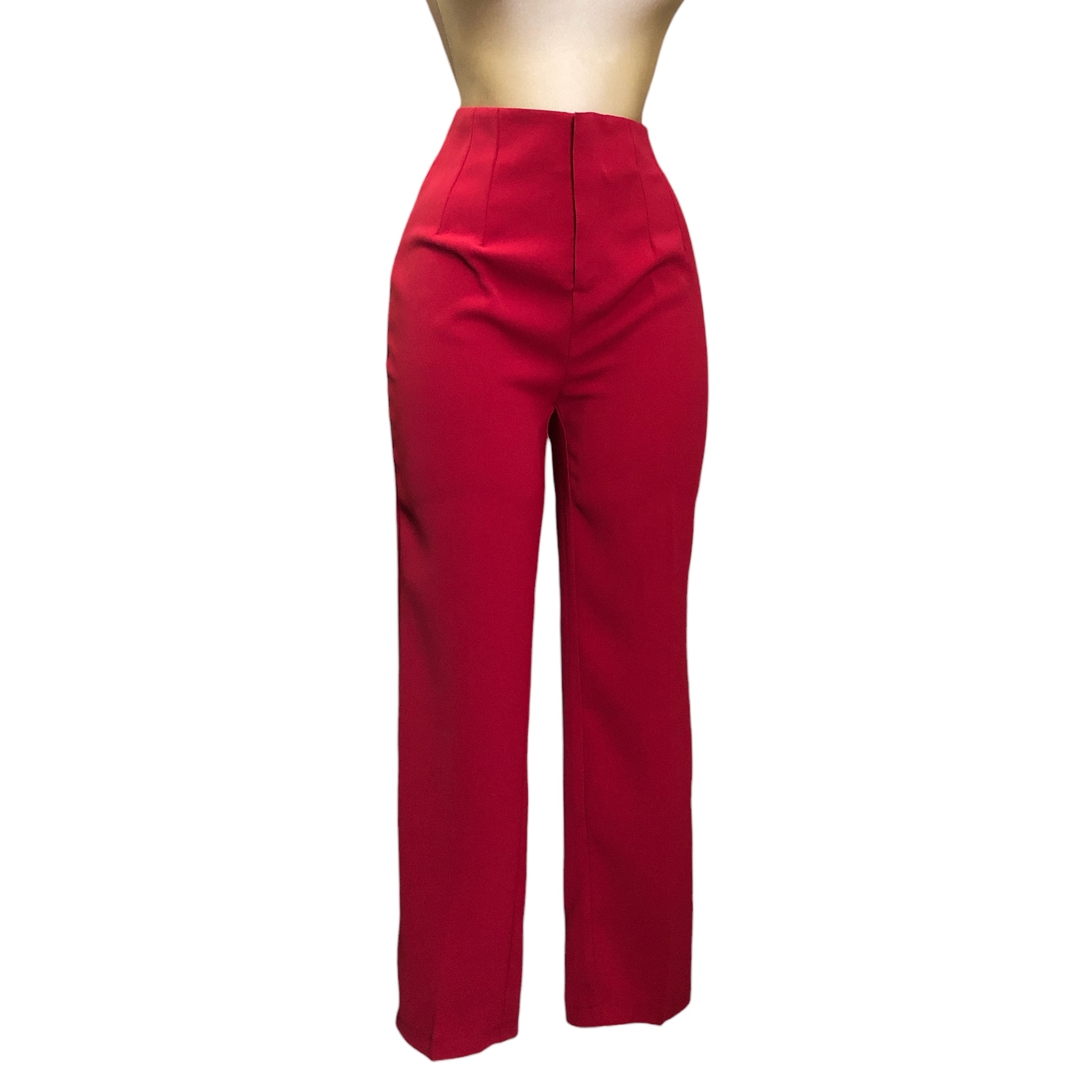 Pantalón Alto de Pinzas Lc Rojo para Mujer,Size CH