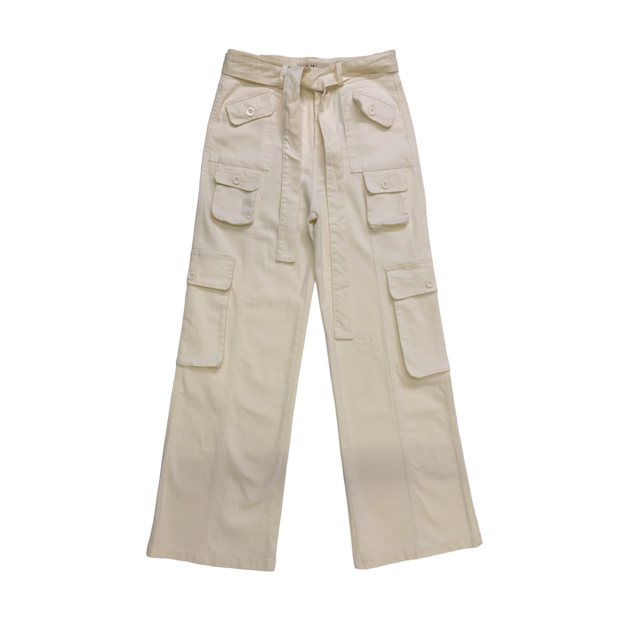 Foto 2 pulgar | Pantalón Cargo con Cinturón Lc Blanco para Mujer