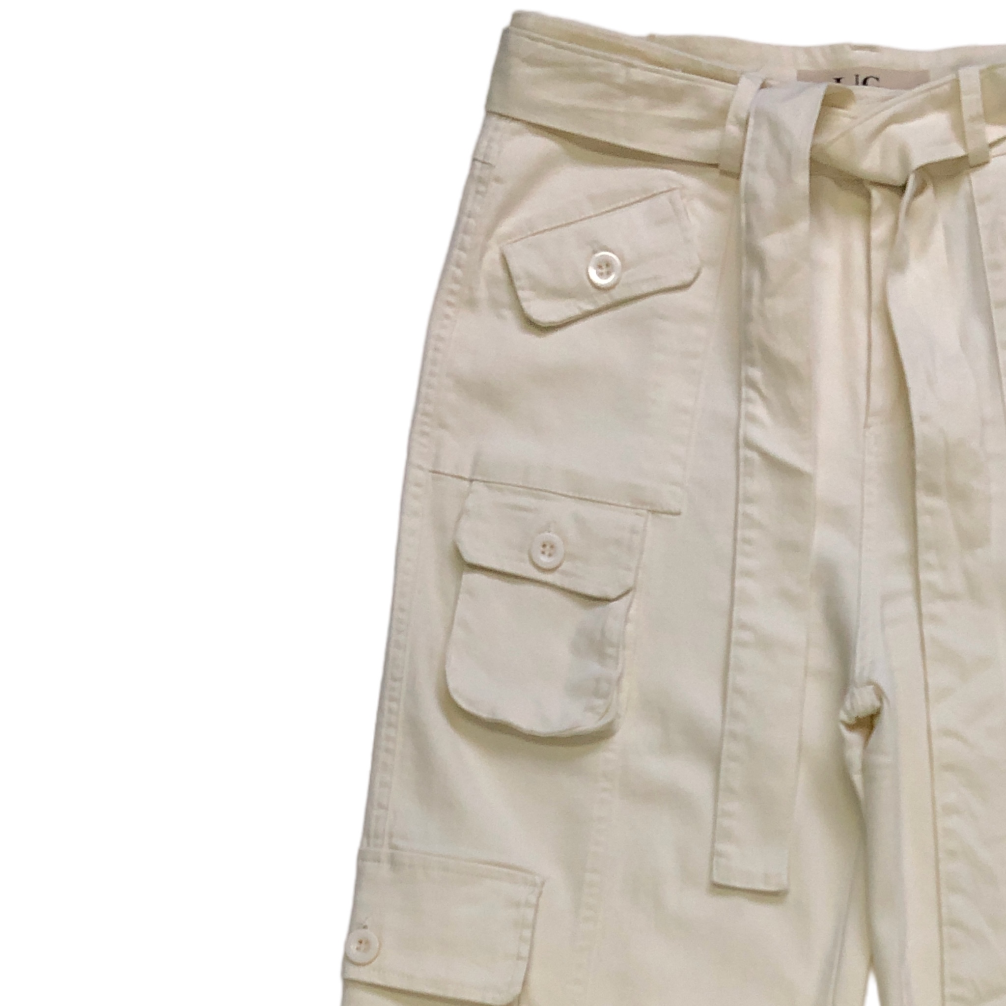 Foto 5 pulgar | Pantalón Cargo con Cinturón Lc Blanco para Mujer