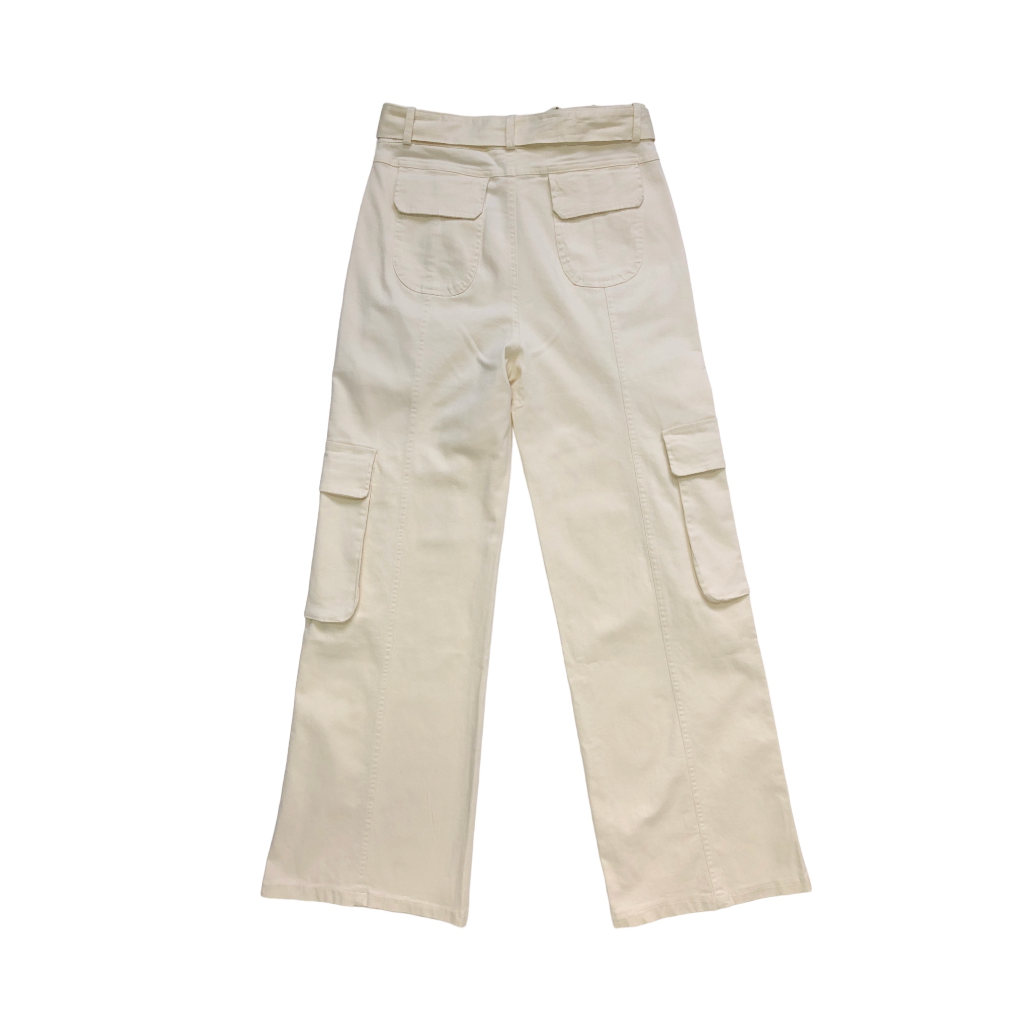 Foto 6 pulgar | Pantalón Cargo con Cinturón Lc Blanco para Mujer