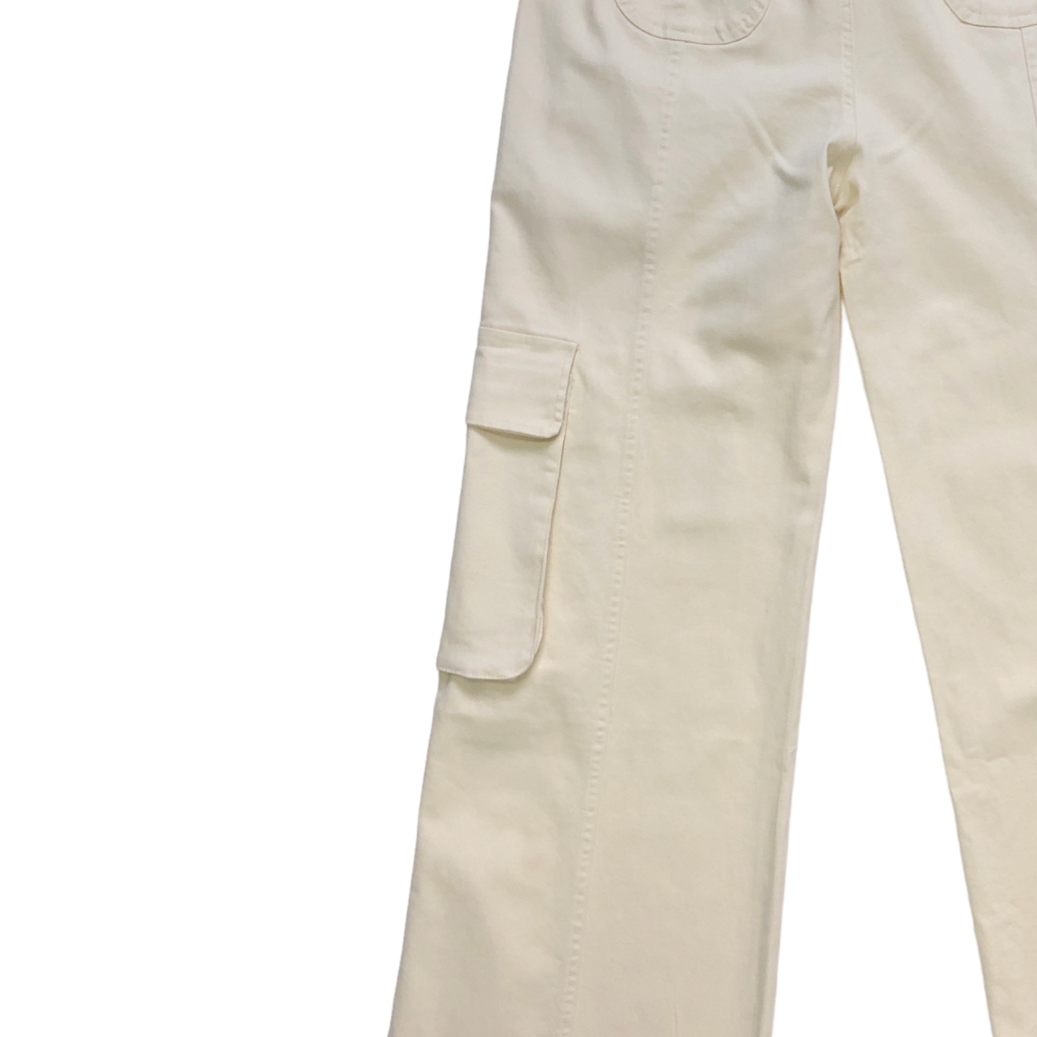 Foto 7 pulgar | Pantalón Cargo con Cinturón Lc Blanco para Mujer
