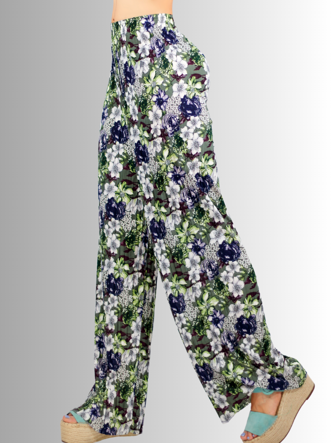 Foto 3 pulgar | Pantalón de Pierna Ancha Multicolor con Cintura Elástica para Mujer
