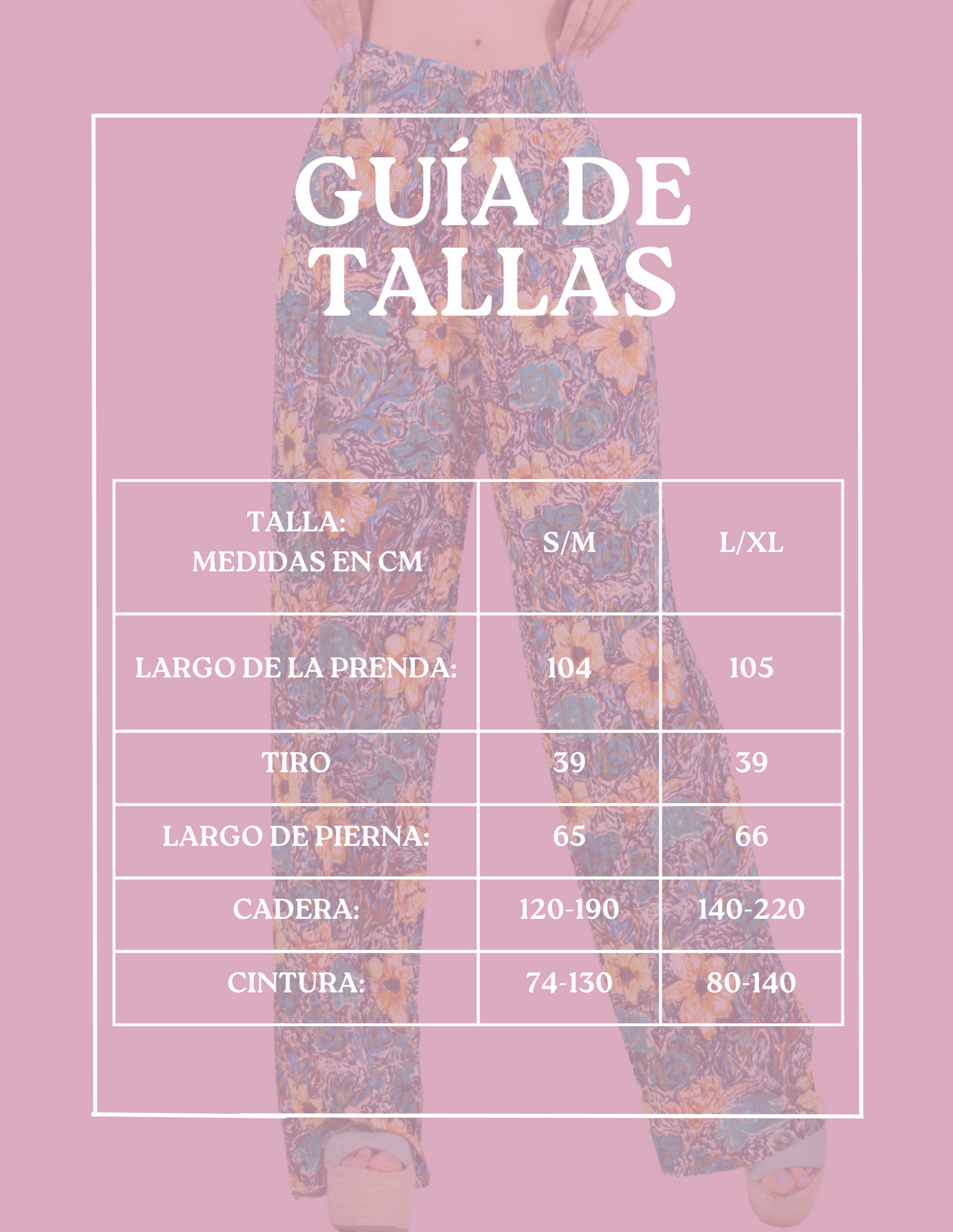 Foto 8 pulgar | Pantalón de Pierna Ancha Multicolor con Cintura Elástica para Mujer