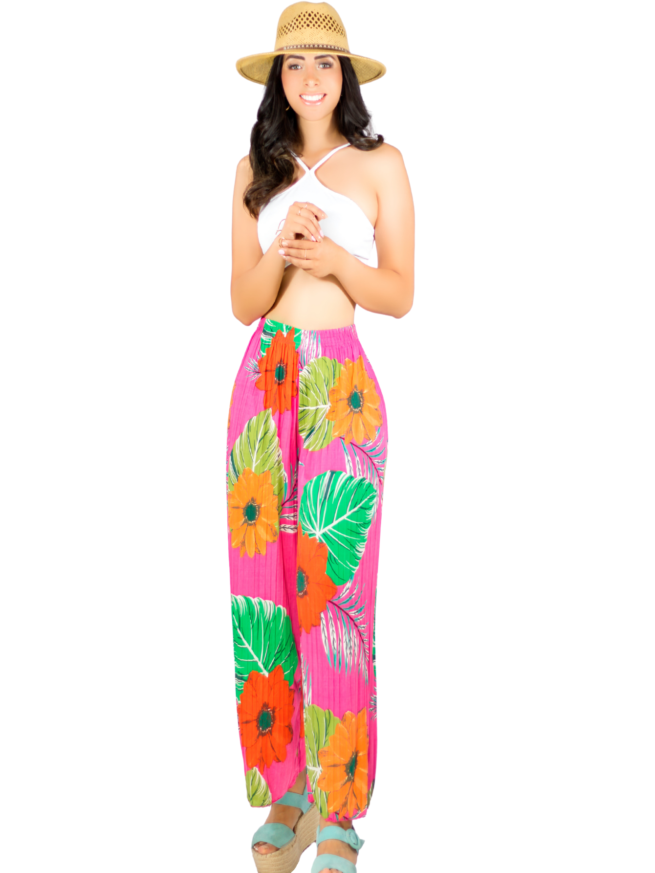 Foto 2 pulgar | Pantalones De Pierna Ancha Stretch Panta-1007 Con Diseñi Plisado