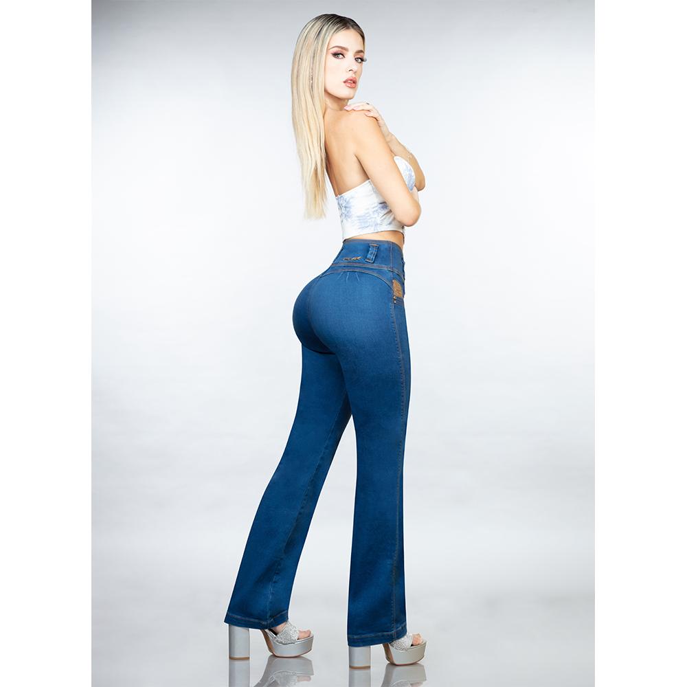 Foto 6 pulgar | Pantalón Mujer Colombiano Mezclilla Jns Dama Push Up Recto Azul Acero