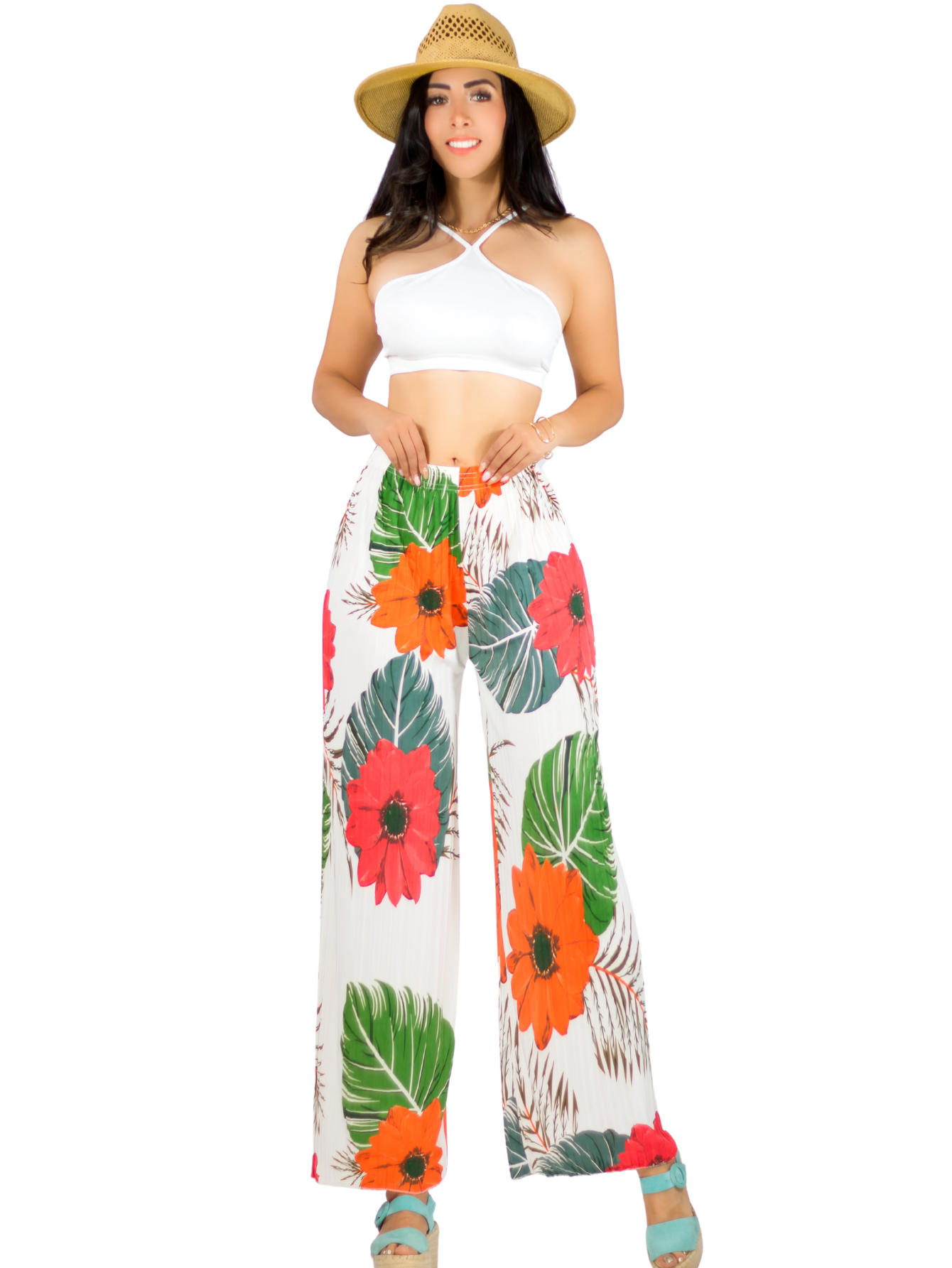 Foto 1 | Pantalones De Pierna Ancha Stretch Panta-1007 Con Diseñi Plisado