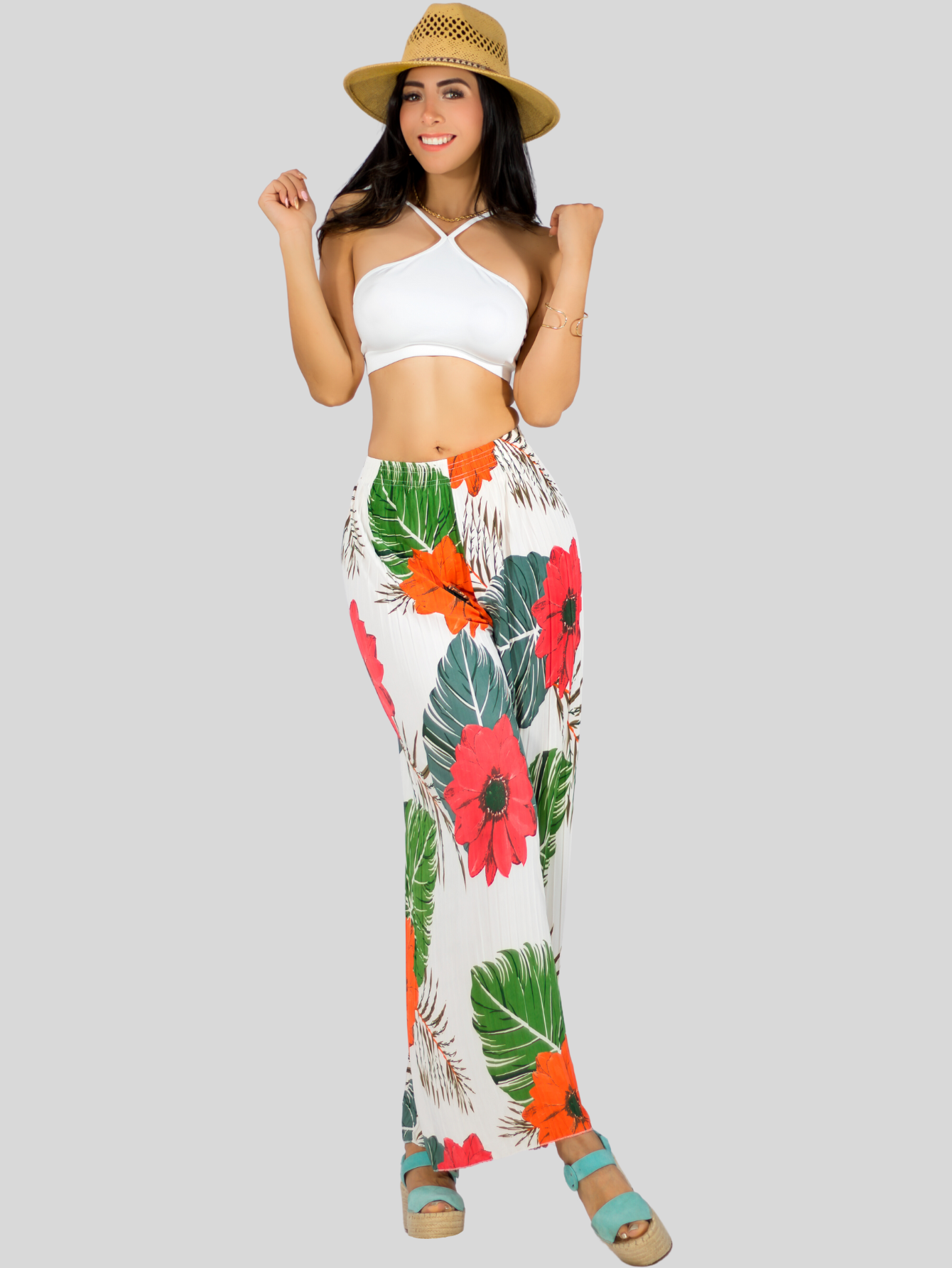 Foto 2 | Pantalones De Pierna Ancha Stretch Panta-1007 Con Diseñi Plisado