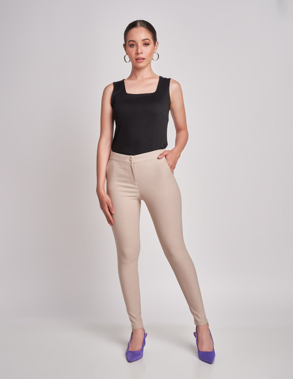Foto 2 pulgar | Pantalón Devendi Color Beige Stretch Skinny