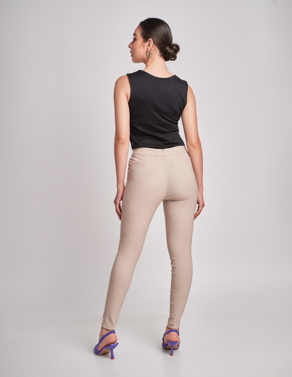 Foto 3 pulgar | Pantalón Devendi Color Beige Stretch Skinny