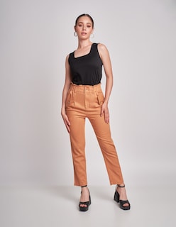 Foto 1 | Pantalón Devendi Color Beige Lino Con Elástico