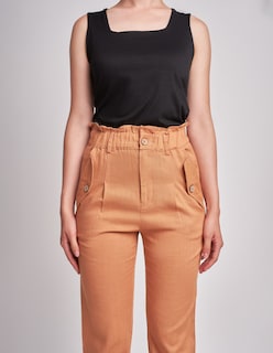 Foto 3 | Pantalón Devendi Color Beige Lino Con Elástico