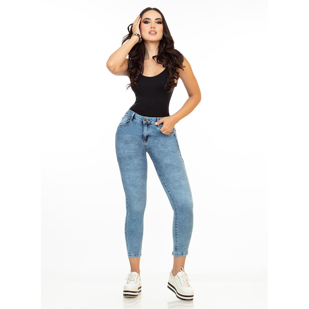 Foto 3 pulgar | Pantalón Dama Básico Mezclilla Jeans Mujer Push Up Skinny Azul Acero