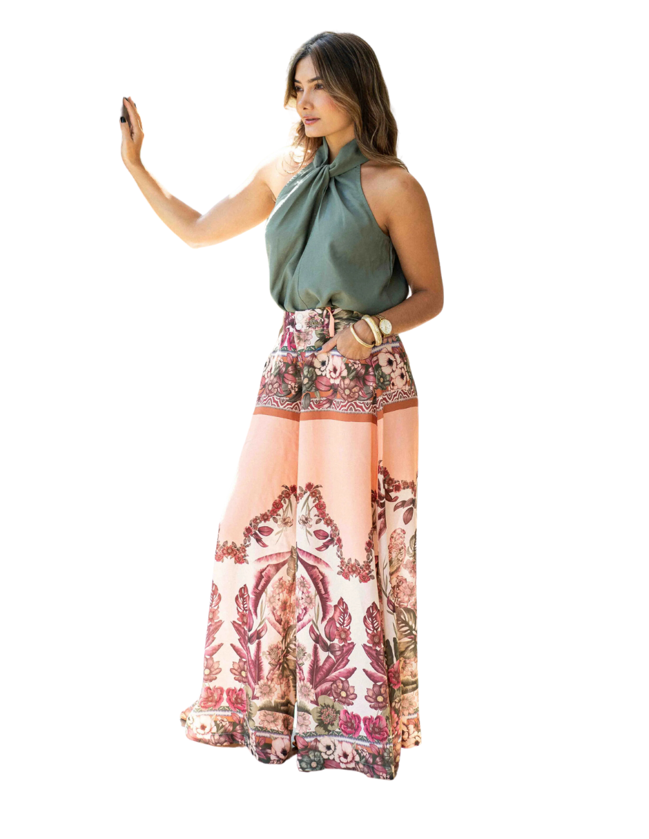 Foto 4 pulgar | Pantalón Palazzo Helena J&b Talla S Color Curuba