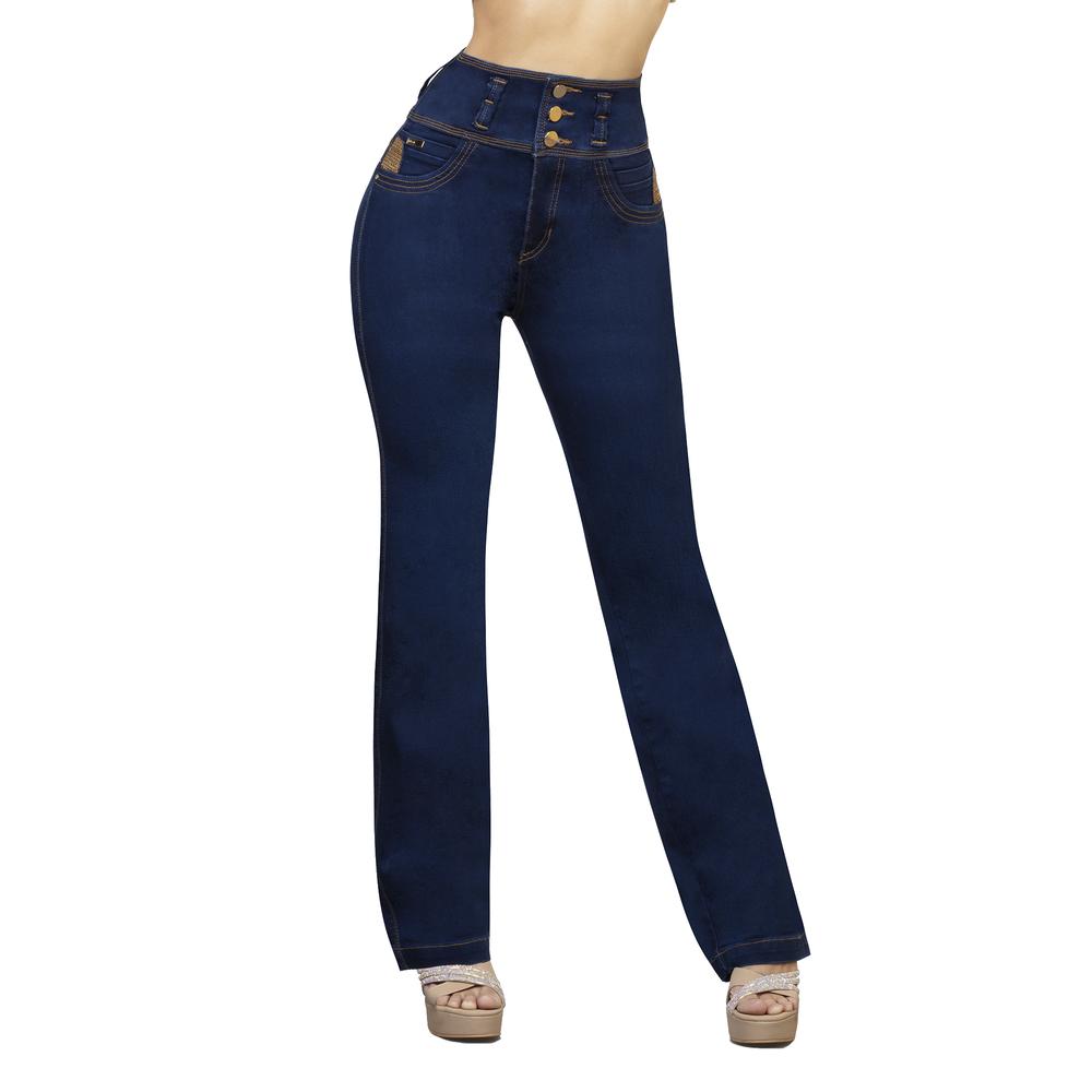 Foto 3 pulgar | Pantalón Mujer Colombiano Mezclilla Jns Dama Push Up Recto Azul Oscuro