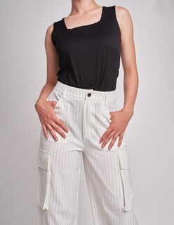 Foto 4 | Pantalón Devendi Color Blanco Wide Leg Líneas