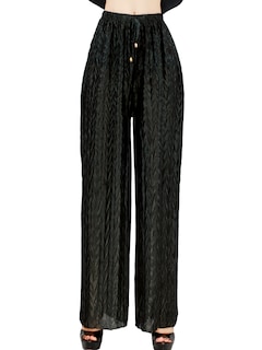 Foto 1 | Pantalones Para Mujer Estilo Palazzo De Pierna Ancha Panta-1009 Color Negro Metalico Pantalones Elegantes
