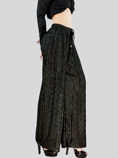 Foto 3 | Pantalones Para Mujer Estilo Palazzo De Pierna Ancha Panta-1009 Color Negro Metalico Pantalones Elegantes