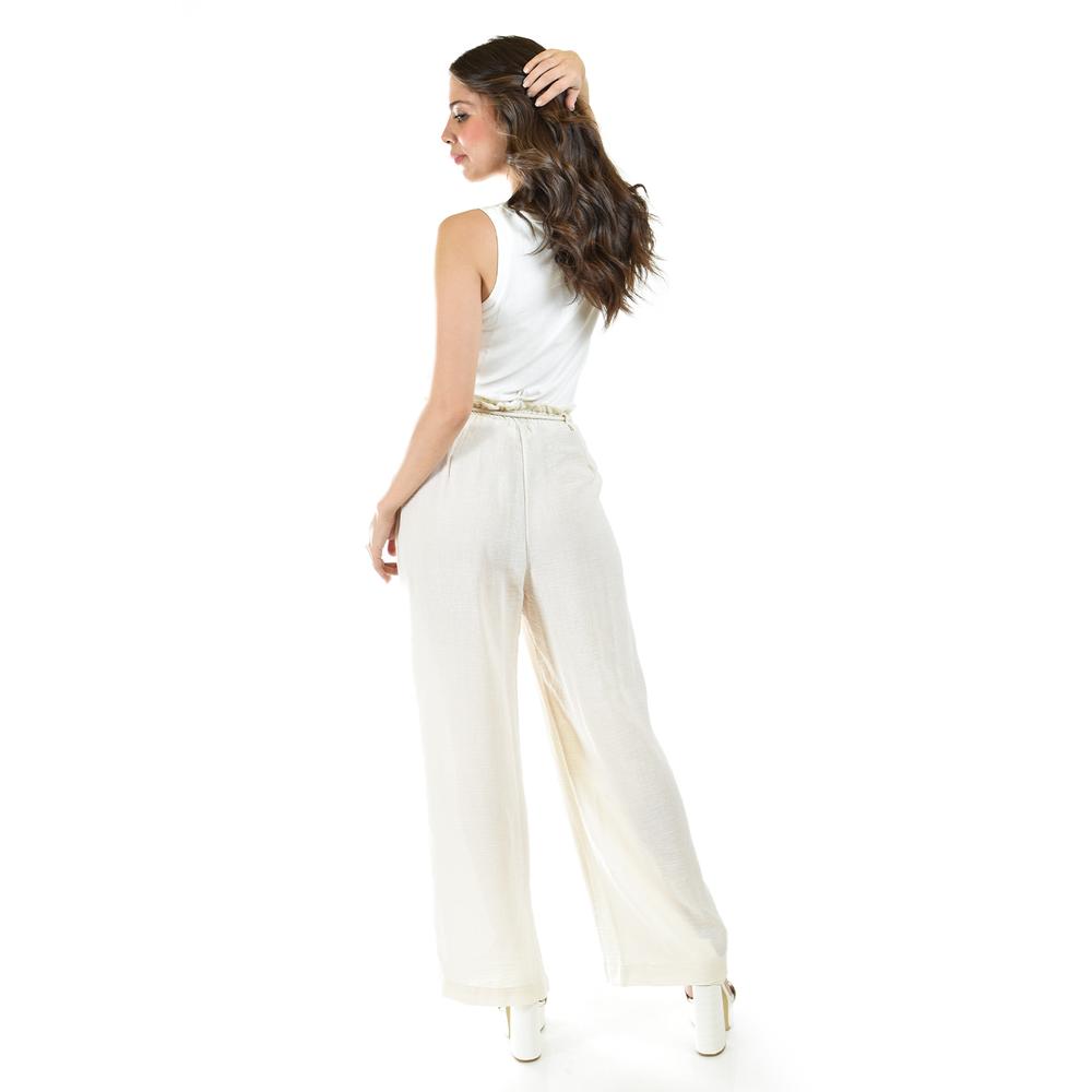 Foto 4 pulgar | Pantalón Juvenil Wide Leg con Pinzas Roman Fashion Hueso para Mujer