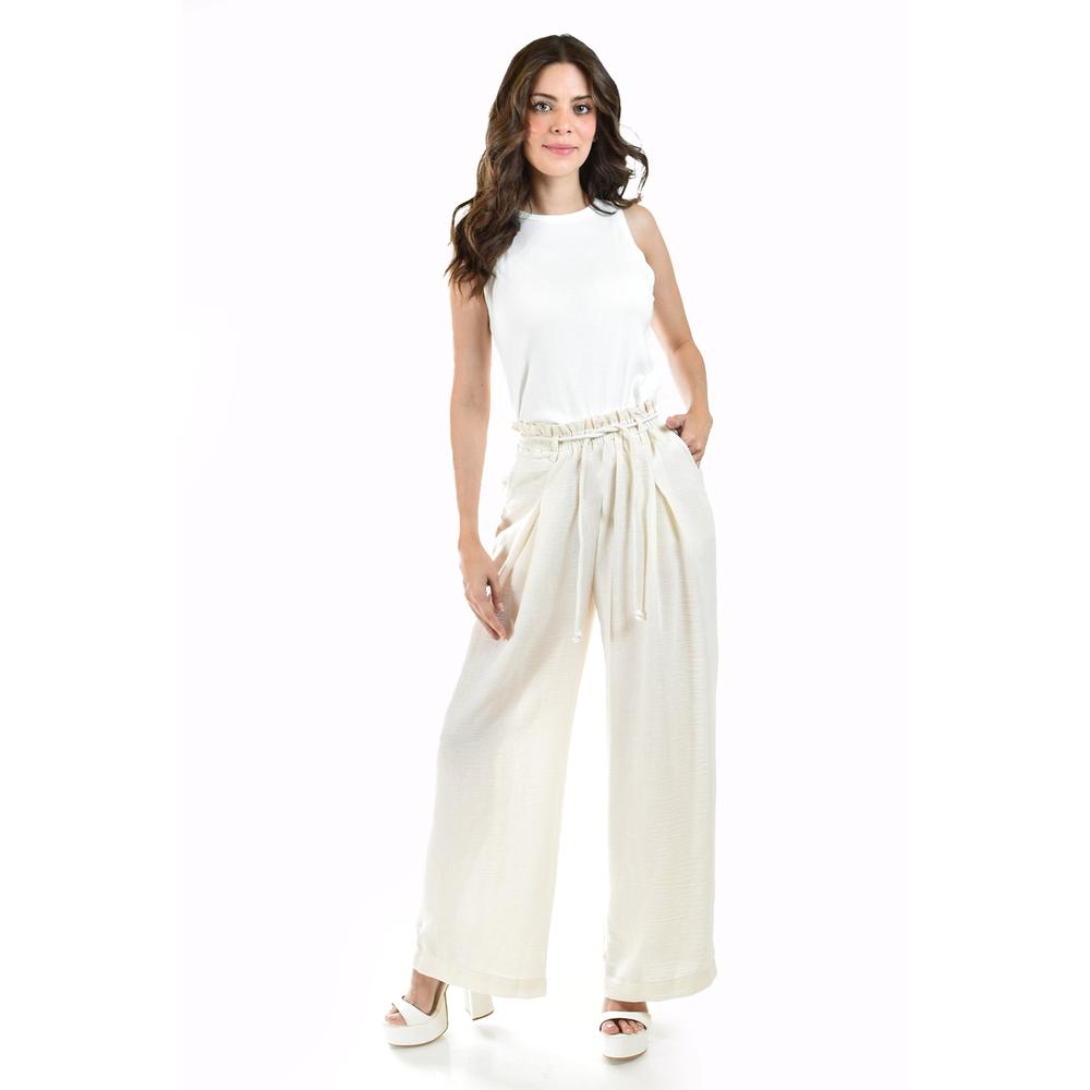 Foto 6 pulgar | Pantalón Juvenil Wide Leg con Pinzas Roman Fashion Hueso para Mujer