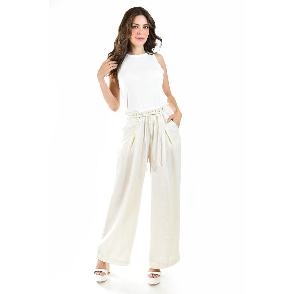Foto 7 pulgar | Pantalón Juvenil Wide Leg con Pinzas Roman Fashion Hueso para Mujer